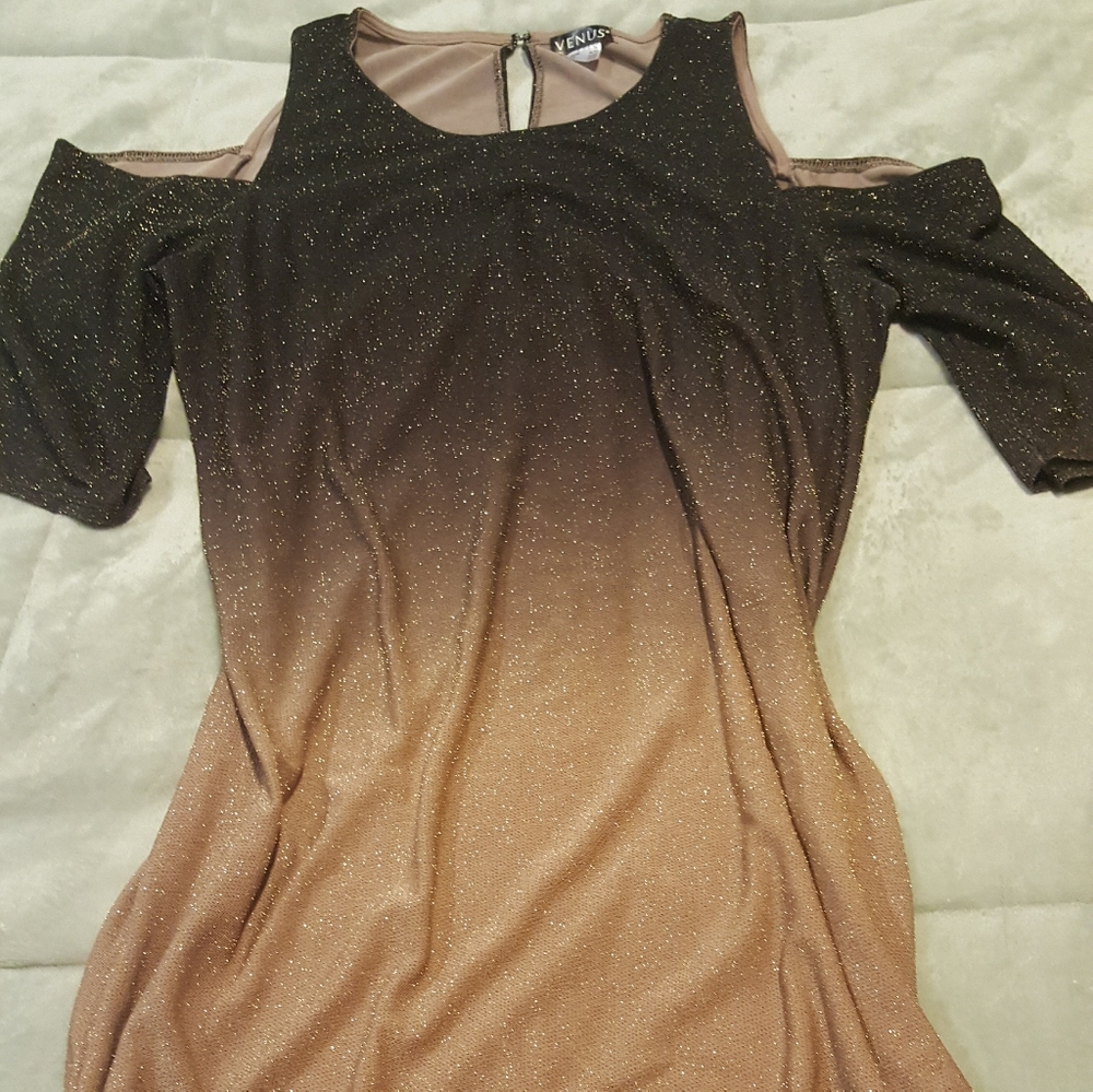 Sparkly cold shoulder dress